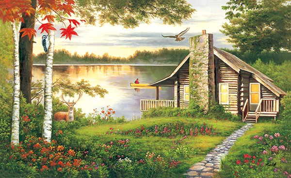 Lafayette Puzzle Factory - "Misty Lake Cottage" - 1000 brikker puslespil