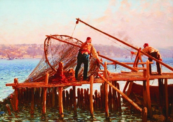 Gold Puzzle (60829) - Fausto Zonaro: "Fishermen Bringing in the Catch" - 1000 brikker puslespil