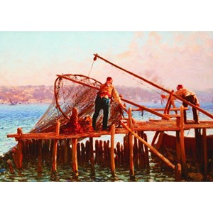 Gold Puzzle (60829) - Fausto Zonaro: "Fishermen Bringing in the Catch" - 1000 brikker puslespil