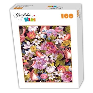 Grafika Kids (01174) - "Vintage Flowers and Birds" - 100 brikker puslespil