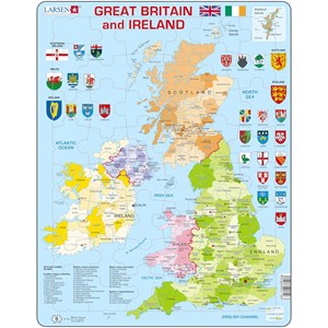 Larsen (K18-GB) - "Great Britain & Ireland Political Map - GB" - 48 brikker puslespil