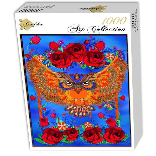 Grafika (01505) - "Owl & Roses" - 1000 brikker puslespil