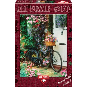 Art Puzzle (4166) - "Bicycle and Flowers" - 500 brikker puslespil