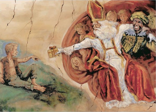 PuzzelMan (258) - "The Father Christmas with children" - 99 brikker puslespil