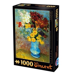 D-Toys (66916-VG02) - Vincent van Gogh: "Blomster i blå vase" - 1000 brikker puslespil