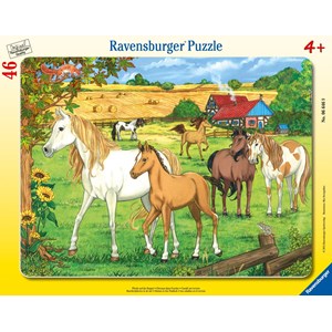 Ravensburger (06646) - "Horses on the meadow" - 46 brikker puslespil