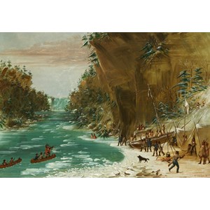 Grafika Kids (01497) - "The Expedition Encamped below the Falls of Niagara. January 20, 1679, 1847-1848" - 100 brikker puslespil