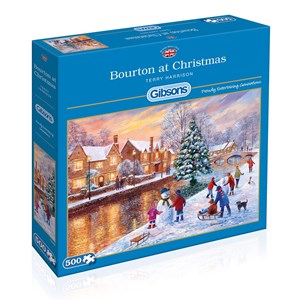 Gibsons (G3088) - Terry Harrison: "Bourton at Christmas" - 500 brikker puslespil