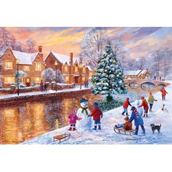 Gibsons (G3088) - Terry Harrison: "Bourton at Christmas" - 500 brikker puslespil
