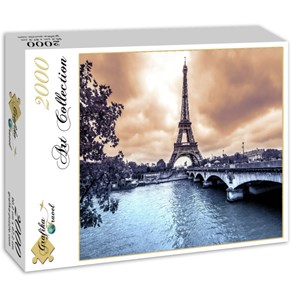 Grafika (01197) - "Eiffel Tower from Seine, Winter rainy day in Paris" - 2000 brikker puslespil