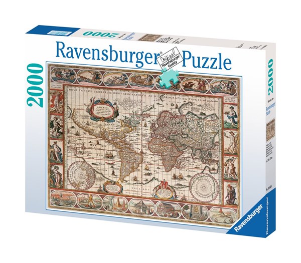 Ravensburger (16633) - "Ancient World Map" - 2000 brikker puslespil