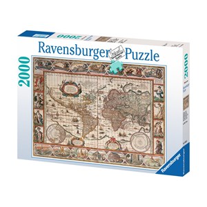 Ravensburger (16633) - "Ancient World Map" - 2000 brikker puslespil