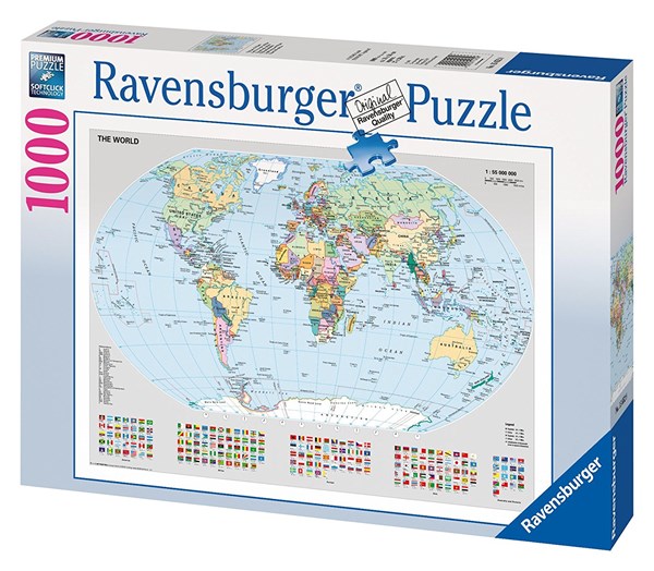 Ravensburger (15652) - "Politisk verdenskort" - 1000 brikker puslespil
