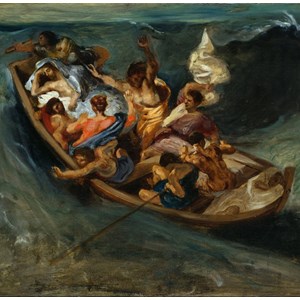 Grafika (00777) - Eugene Delacroix: "Christ on the Sea of Galilee, 1841" - 1500 brikker puslespil