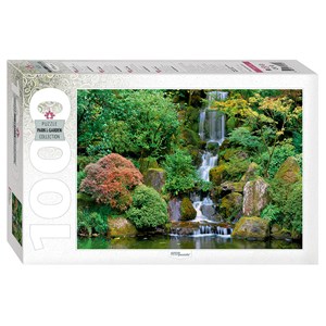 Step Puzzle (79115) - "Waterfall in Portland Japanese Garden" - 1000 brikker puslespil