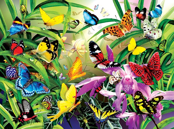 SunsOut (34867) - Lori Schory: "Tropical Butterflies" - 1000 brikker puslespil