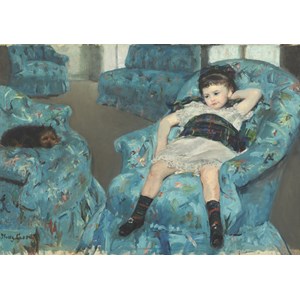 Grafika (00232) - Mary Cassatt: "Little Girl in a Blue Armchair, 1878" - 1000 brikker puslespil