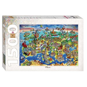 Step Puzzle (83059) - "Attractions of Europe" - 1500 brikker puslespil