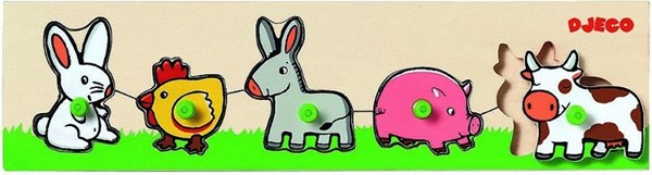 Djeco (01116) - "Bondegårdens dyr" - 5 brikker puslespil