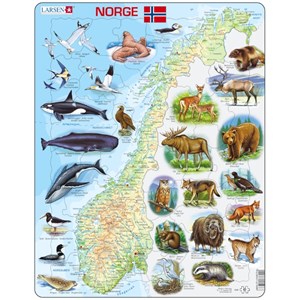 Larsen (K68-NO) - "Norway Physical with Animals" - 62 brikker puslespil