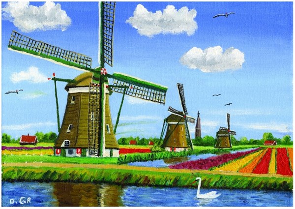 PuzzelMan (510) - Dirk Graas: "3 Mills" - 210 brikker puslespil