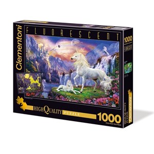 Clementoni (39285) - "Fluo Unicorn" - 1000 brikker puslespil