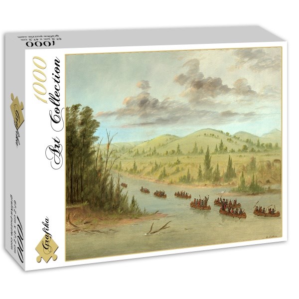 Grafika (02236) - George Catlin: "La Salle's Party Entering the Mississippi in Canoes. February 6, 1682, 1847-1848" - 1000 brikker puslespil