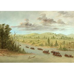 Grafika (02236) - George Catlin: "La Salle's Party Entering the Mississippi in Canoes. February 6, 1682, 1847-1848" - 1000 brikker puslespil