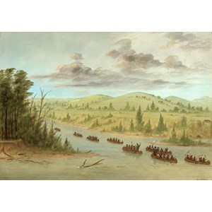 Grafika (02236) - George Catlin: "La Salle's Party Entering the Mississippi in Canoes. February 6, 1682, 1847-1848" - 1000 brikker puslespil