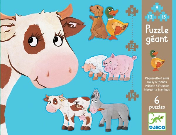 Djeco (07111) - "Daisy and her Friends" - 9 12 15 brikker puslespil