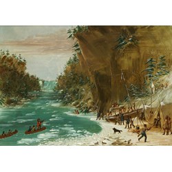 Grafika (02225) - George Catlin: "The Expedition Encamped below the Falls of Niagara. January 20, 1679, 1847-1848" - 1000 brikker puslespil