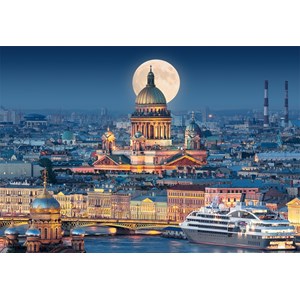 Castorland (C-103447) - "Fullmoon over St. Isaac's Cathedral, Saint Petersburg" - 1000 brikker puslespil