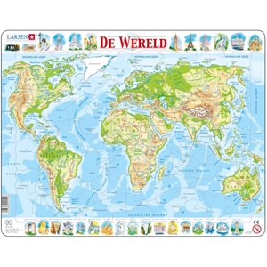 Larsen (K4-NL) - "The World Physical Map - NL" - 80 brikker puslespil