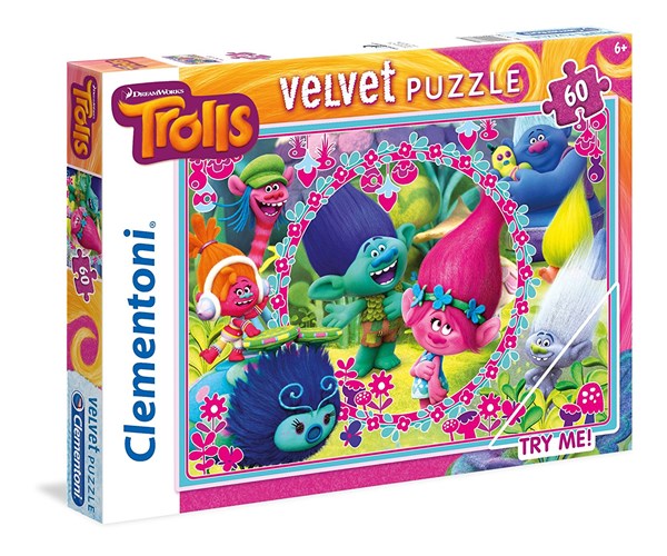 Clementoni (20138) - "Trolls, Velvet Puzzle" - 60 brikker puslespil