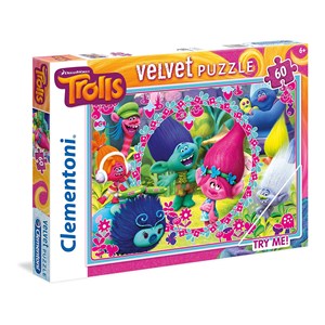 Clementoni (20138) - "Trolls, Velvet Puzzle" - 60 brikker puslespil