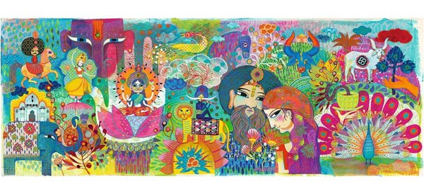 Djeco (07649) - "Magiske Indien" - 1000 brikker puslespil