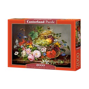 Castorland (C-200658) - "Still Life with Flowers and Fruit Basket" - 2000 brikker puslespil