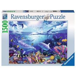 Ravensburger (16331) - Christian Riese Lassen: "Day of the Dolphins" - 1500 brikker puslespil
