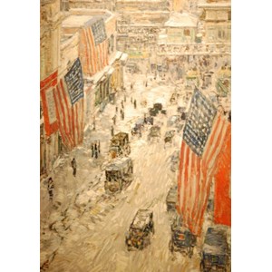 Grafika (00268) - Childe Hassam: "Flags on 57th Street, Winter, 1918" - 1000 brikker puslespil