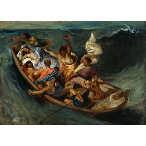 Grafika (00292) - Eugene Delacroix: "Christ on the Sea of Galilee, 1841" - 24 brikker puslespil