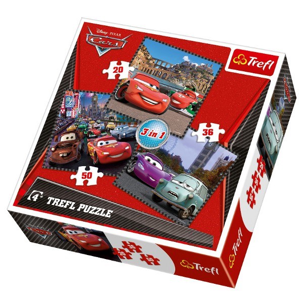 Trefl (34105) - "Cars 2, Travel Around Europe" - 20 36 50 brikker puslespil