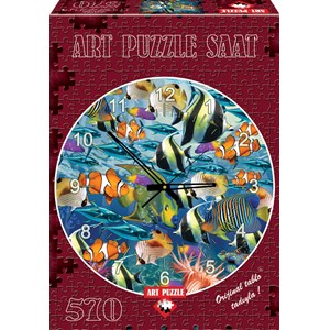 Art Puzzle (4292) - "Tropical Fish Clock" - 570 brikker puslespil