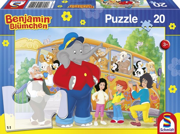 Schmidt Spiele (56049) - "Benjamin The Elephant, Trip to the Zoo" - 20 brikker puslespil