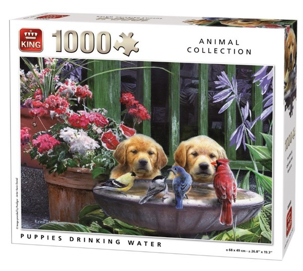 King International (05668) - "Puppies drinking Water" - 1000 brikker puslespil