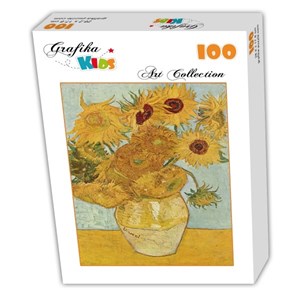 Grafika (00033) - Vincent van Gogh: "Vase with 12 sunflowers, 1888" - 100 brikker puslespil