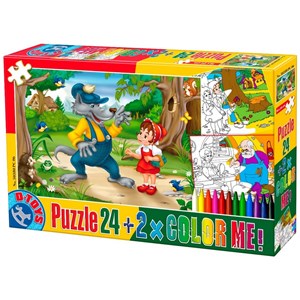 D-Toys (50380-PC-06) - "The Little Red Cap + 2 drawings to color" - 24 brikker puslespil