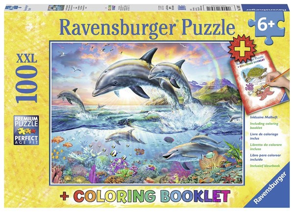 Ravensburger (13697) - "Colorful Underwater World + Coloring Booklet" - 100 brikker puslespil