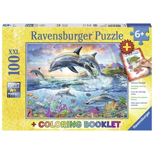 Ravensburger (13697) - "Colorful Underwater World + Coloring Booklet" - 100 brikker puslespil