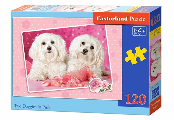 Castorland (B-13128) - "Two Doggies in Pink" - 120 brikker puslespil