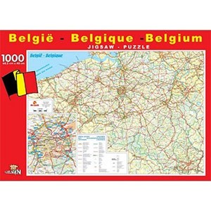 PuzzelMan (06107) - "Belgium map" - 1000 brikker puslespil